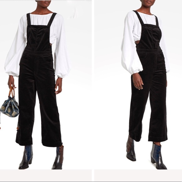 MOTHER Denim - MOTHER The Greaser Ankle Velvet Wide Leg Overalls